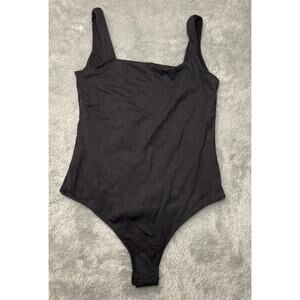 Fitted Bodysuit Tank Square Neckline Women's M Black Fitted Thick Nylon Spandex